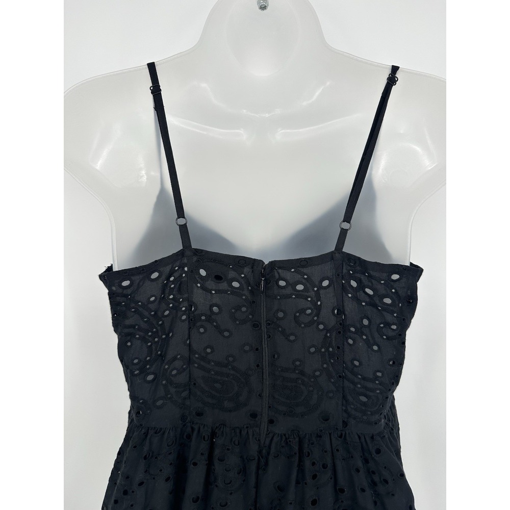 Venus Sz 4 Black Eyelet Sleeveless Lined Midi Dress 100%‎ Cotton Quiet Luxury - Picture 4 of 7
